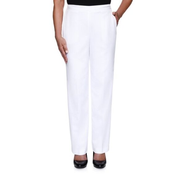 Alfred Dunner Classic Fit Pant Comfort Waist Easy Wear/Care White Various Sizes - Picture 1 of 4